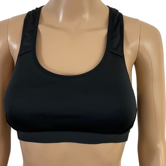 Reebok Support Black Athletic Mesh Back Racerback Bra size Medium - Picture 2 of 8